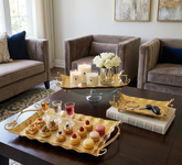 Set Of Three Decorative Golden Serving Trays