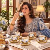 Elegant Floral Porcelain Tea Cup and Saucer Set