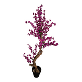 Home Sajawat artificial purple cherry blossom tree with realistic textured trunk in a minimalist black pot