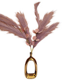 Home Sajawat artificial lavender pampas grass and eucalyptus arrangement in a modern gold ceramic architectural vase.