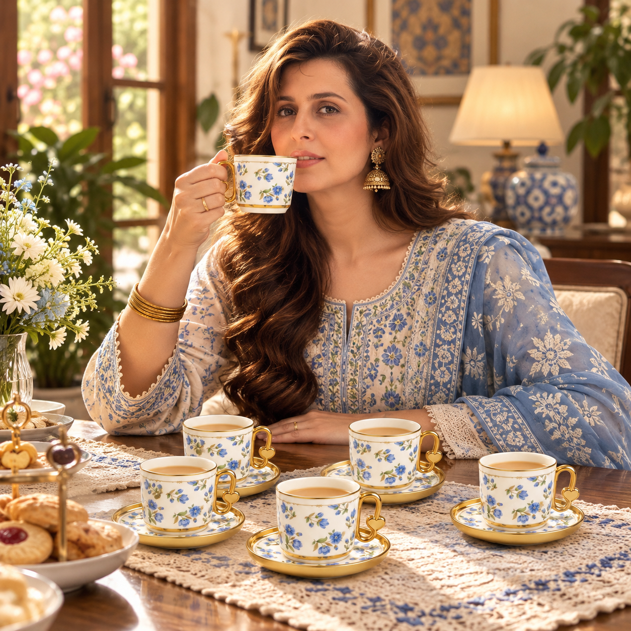 Elegant Floral Porcelain Tea Cup and Saucer Set