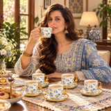 Elegant Floral Porcelain Tea Cup and Saucer Set