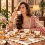 Elegant Floral Porcelain Tea Cup and Saucer Set