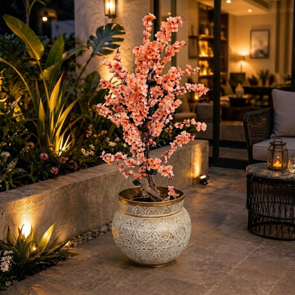 Decorative Artificial Flower Tree With Pot