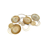 Home Sajawat abstract metal wall art sculpture with gold and silver textured discs and loops.