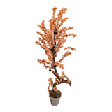 Home Sajawat artificial peach cherry blossom tree with realistic textured trunk in a minimalist grey pot.