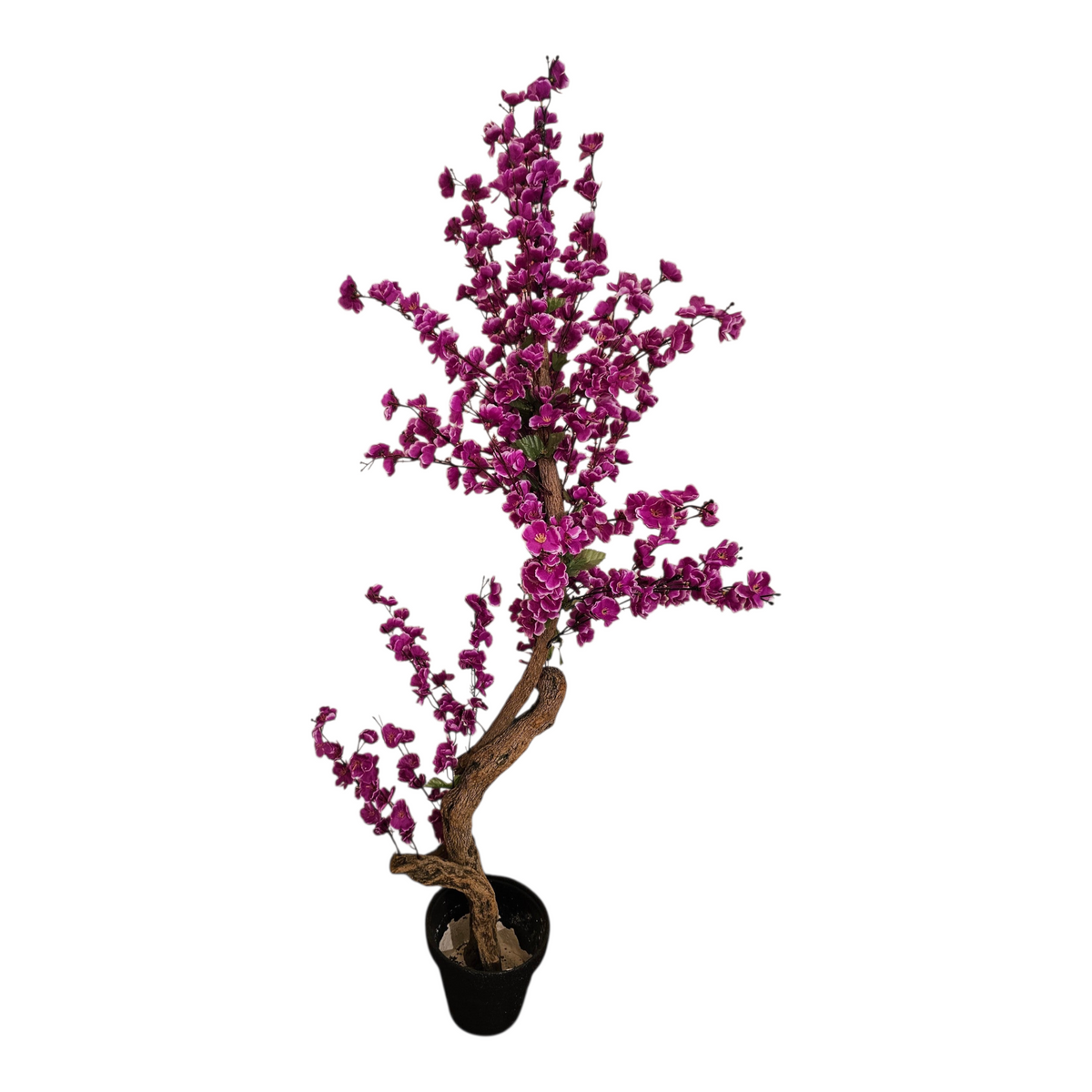 Home Sajawat artificial purple cherry blossom tree with realistic textured trunk in a minimalist black pot