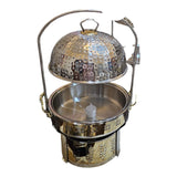 Home Sajawat decorative stainless steel chafing dish with hammered lid and embossed stand