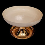 Home Sajawat cream pedestal serving bowl with a reflective gold metallic base for elegant home decor centerpiece