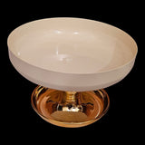 Home Sajawat cream pedestal serving bowl with a reflective gold metallic base for elegant home decor centerpiece
