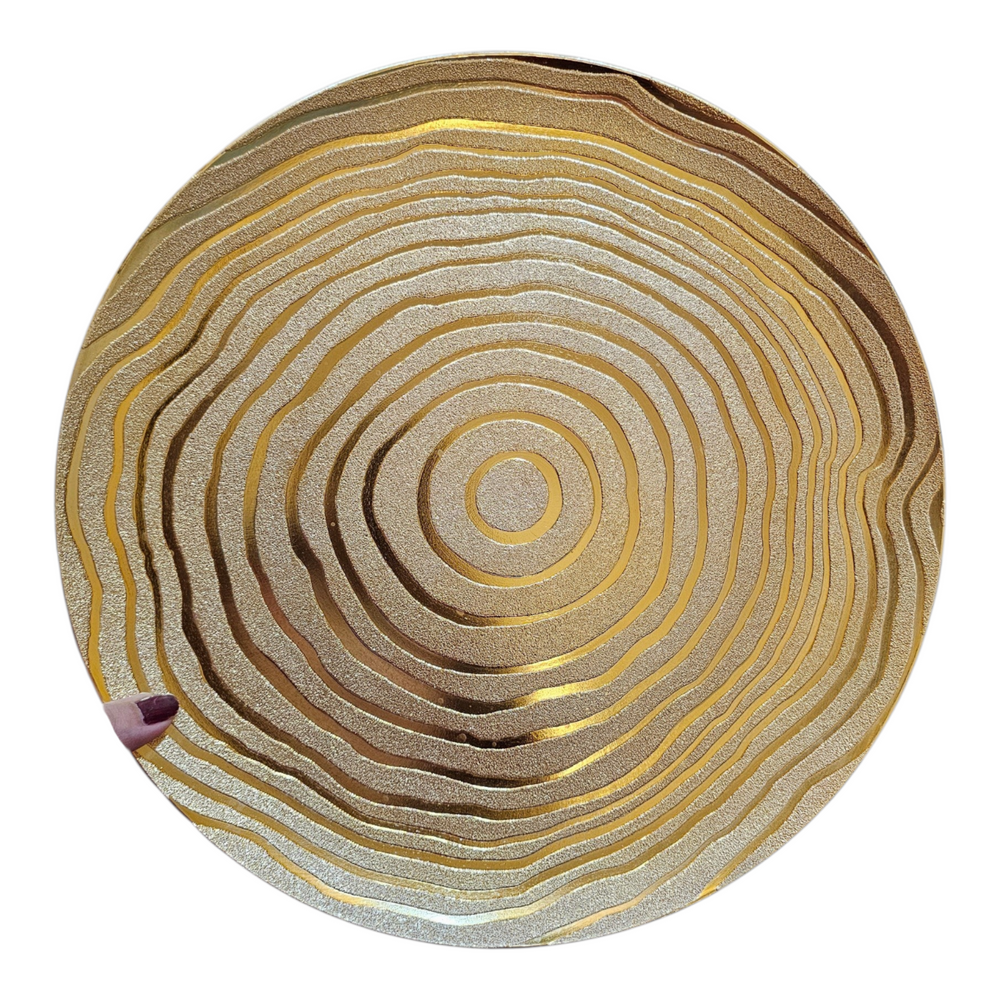Home Sajawat gold charger plate with organic ripple texture for elegant table settings and formal dining decor.