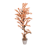 Home Sajawat artificial peach cherry blossom tree with realistic textured trunk in a minimalist grey pot.